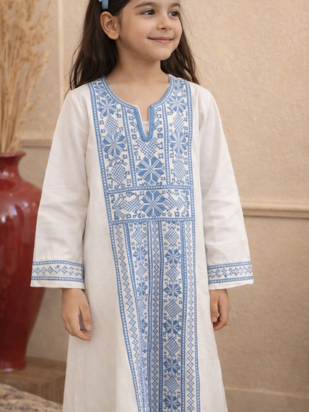 Abaya White and Blue