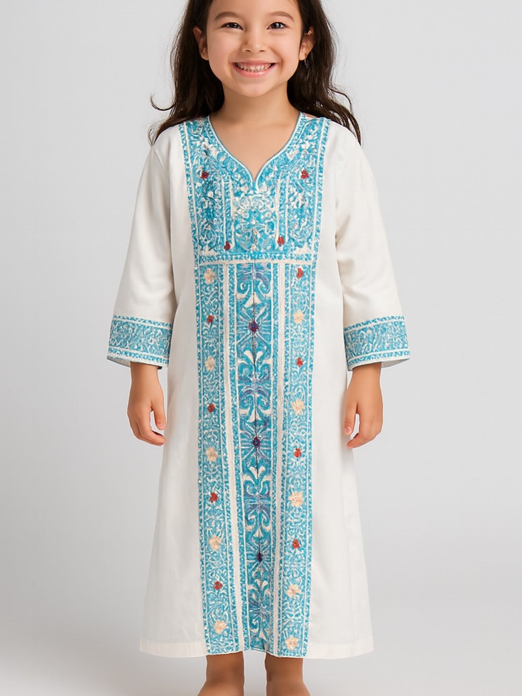 Abaya White and Colored Blue