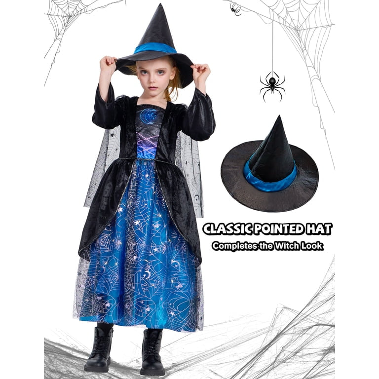 Girls Lightning Witch Costume, Spiderweb Dress
