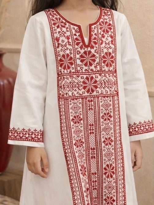 Abaya White and Red
