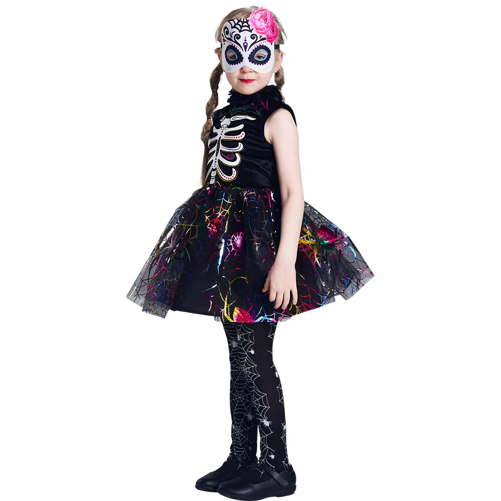 Girls Spider Skeleton Costume