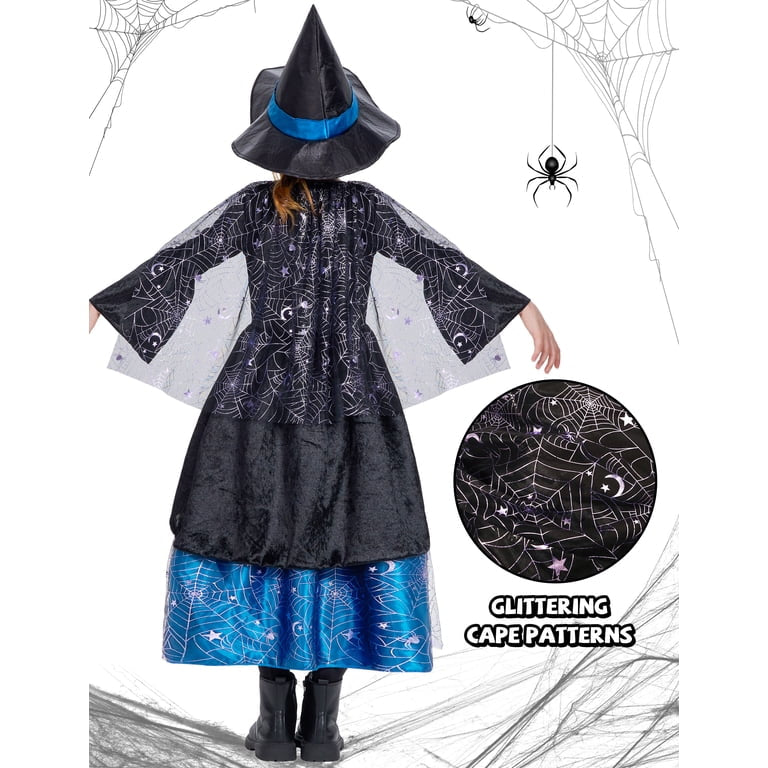 Girls Lightning Witch Costume, Spiderweb Dress