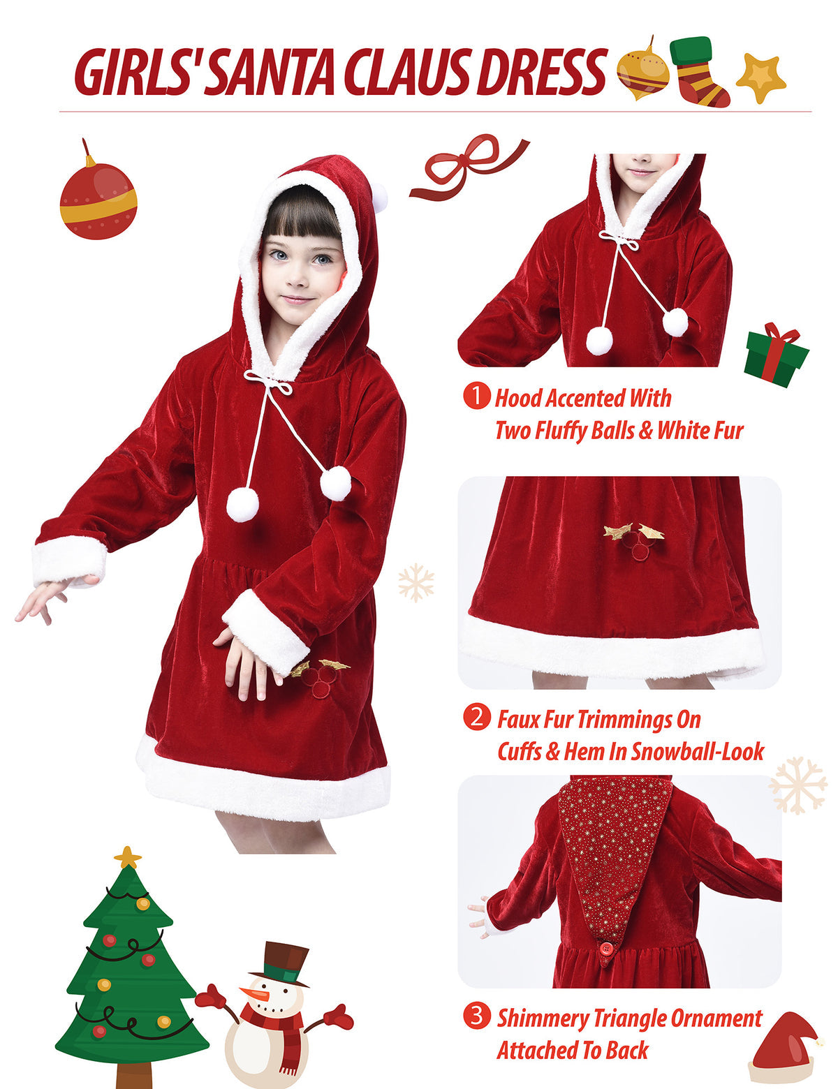 Girls Christmas Santa Dress