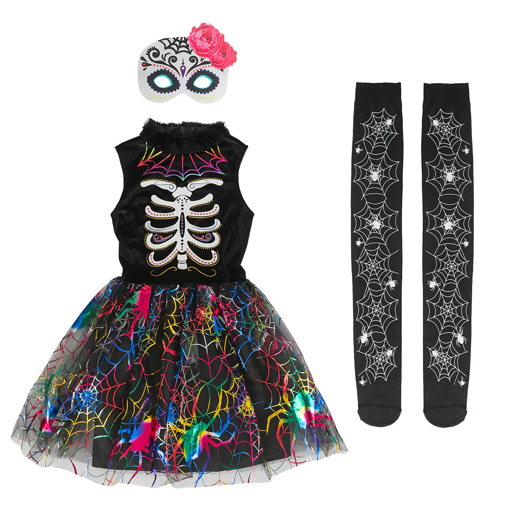 Girls Spider Skeleton Costume