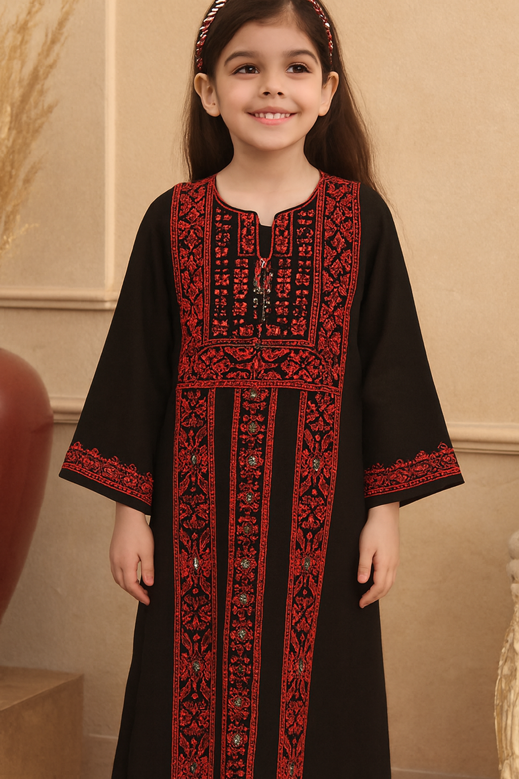 Abaya Black and Colored Red