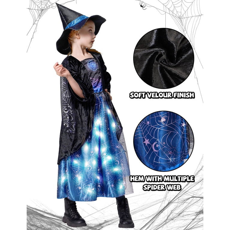 Girls Lightning Witch Costume, Spiderweb Dress