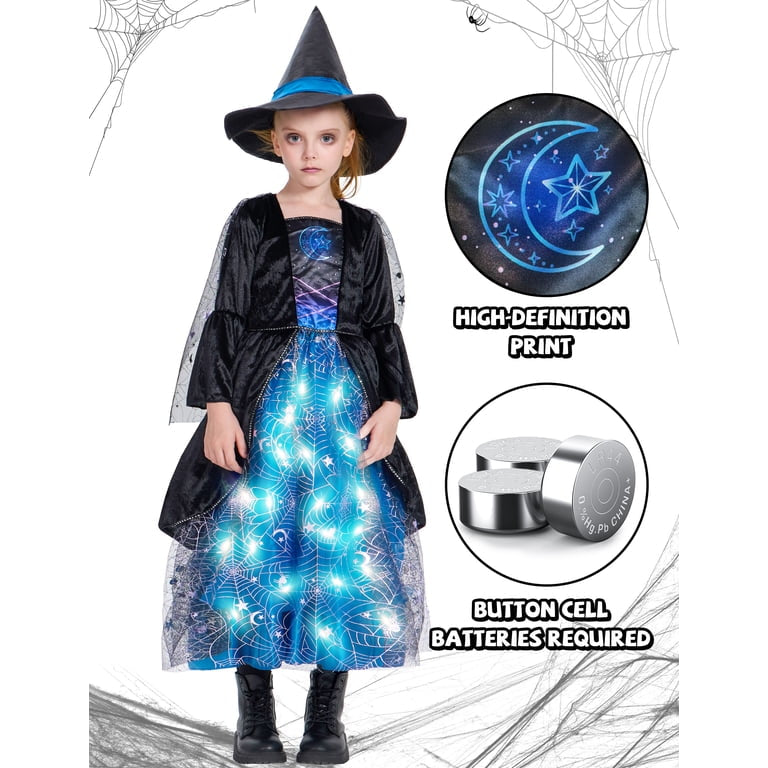 Girls Lightning Witch Costume, Spiderweb Dress
